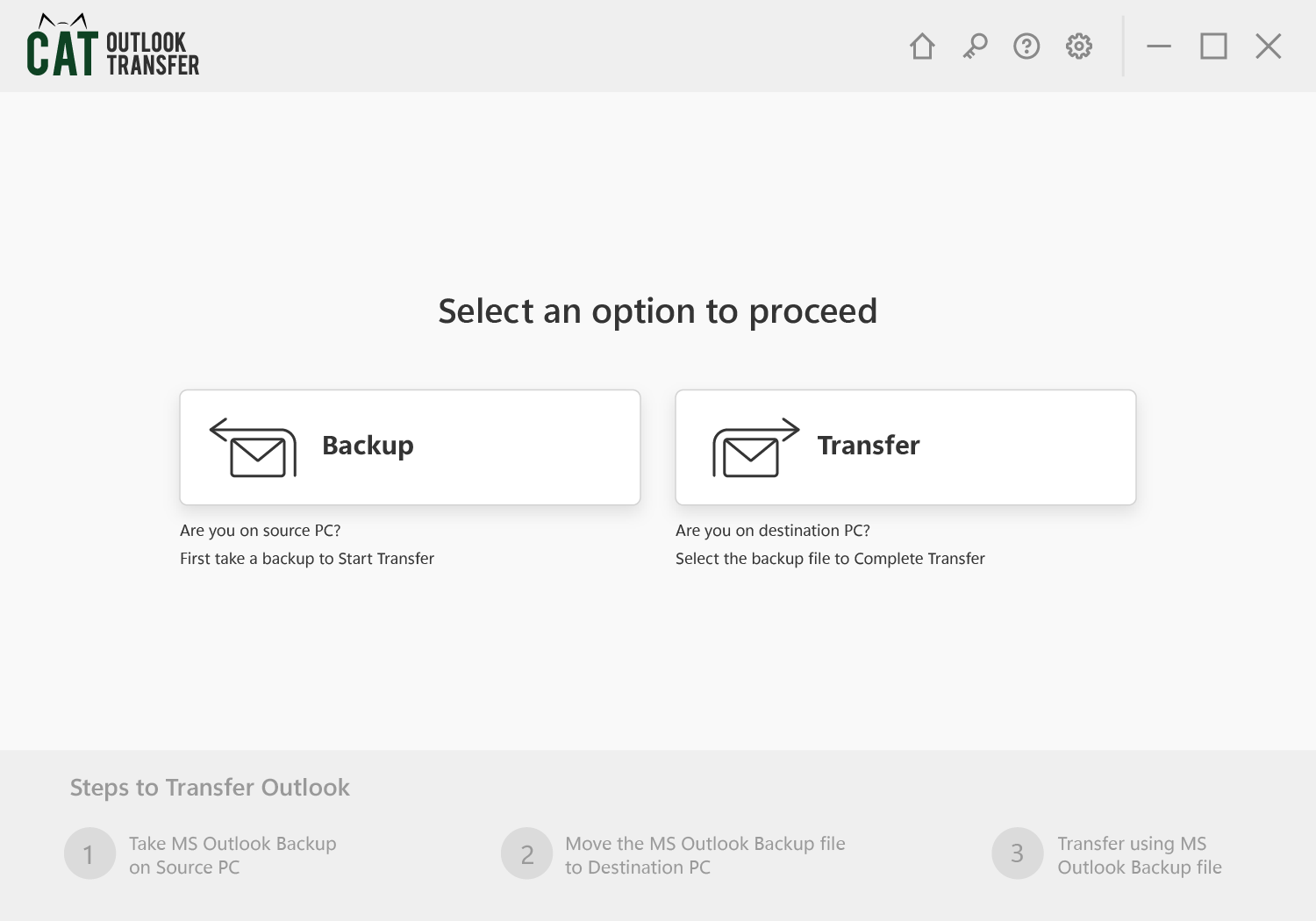 CAT Outlook Transfer Software Main Screen