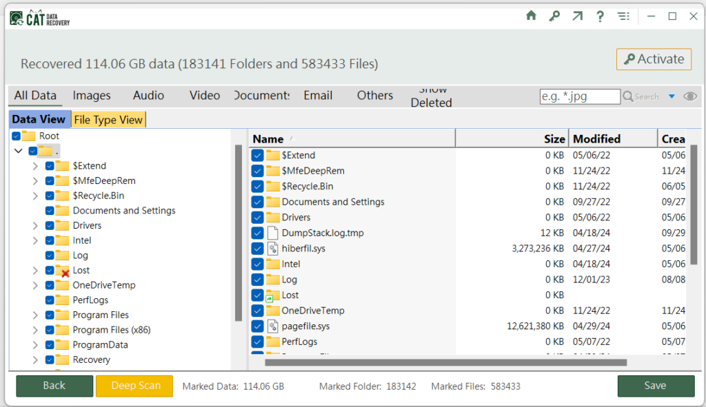 recovered data from FAT32 drives